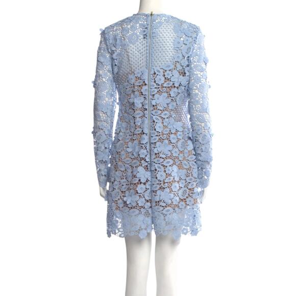 Self-Portrait Lace Pattern Mini Dress Floral Blue Size 6 US 10 UK NWOT - Picture 9 of 12